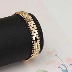 "Rose Gold Textured Link Bracelet with Ball Edge, XPBL0994